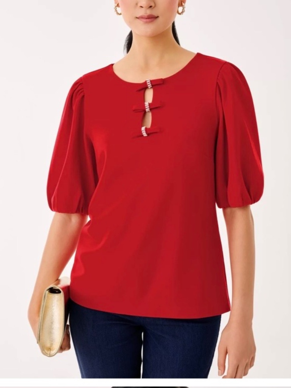 Lilly Pulitzer Ethenia Bow Knit Top XL in Red - New